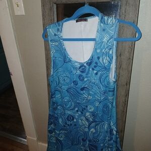Blue Floral Sleeveless Dress